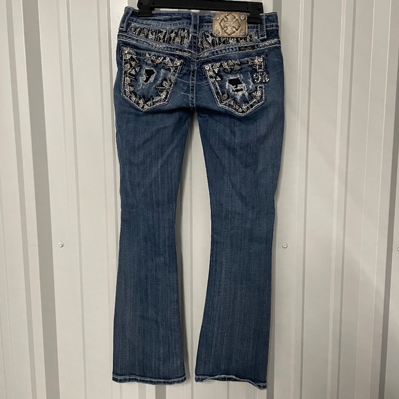 Miss Me Gold Embellished Design Medium Wash Mid-rise Bootcut Jeans - Picture 5 of 9